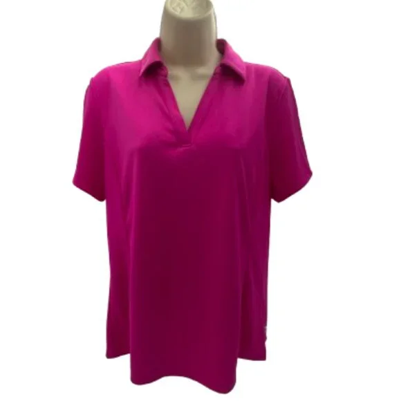 Lady Hagen Tops Lady Hagen Essentials Pink Short Sleeve Collar